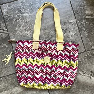 💛 Kipling Nylon Neon tote bag yellow and pink two straps
